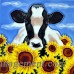 Continental Art Center Cow with Sunflowers Tile Wall Decor CNTI1383
